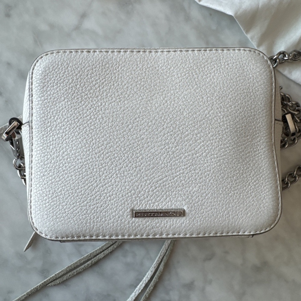 Rebecca Minkoff White Four Zip Fringe Moto Camera Bag EUC - Picture 6 of 9